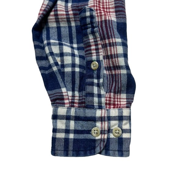 Tommy Hilfiger Flannel Shirt Mens Small Blue Plaid Denim Collar Long Sleeve - Picture 8 of 8